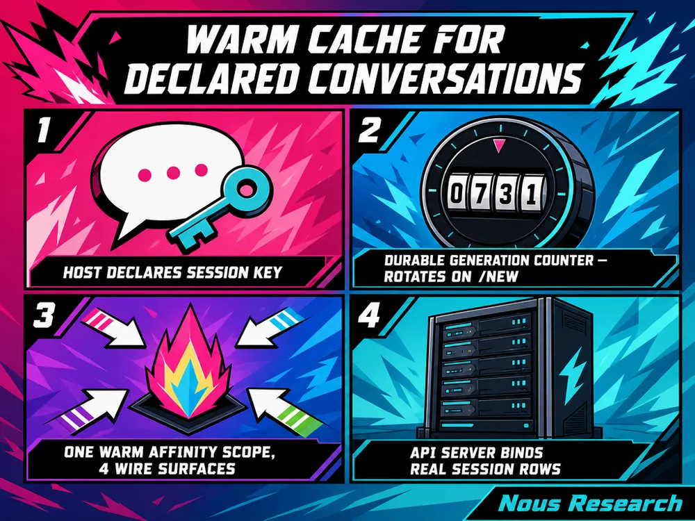 Illustration for Stable Conversation Identity and Warm AI Caches — PR #100137. Read the accompanying story for the contribution and source.