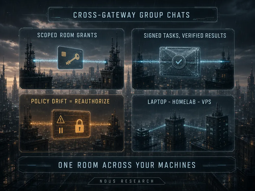 Illustration for Authorization for Group Chats Across Gateways — PR #99244. Read the accompanying story for the contribution and source.