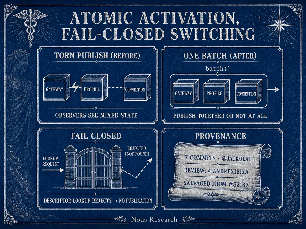 Illustration for Atomic Activation and Connection Safety — PR #89483. Read the accompanying story for the contribution and source.