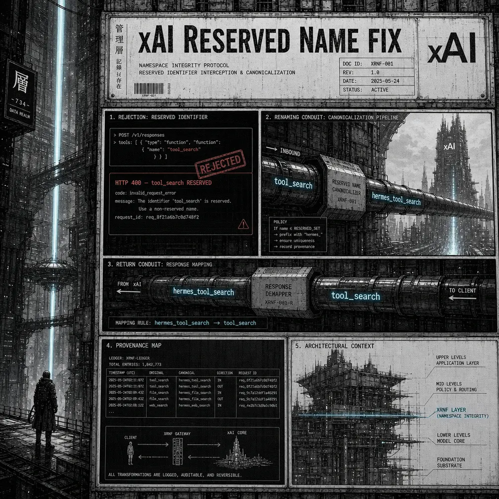 Illustration for Correct Tool Identity Across xAI Transports — PR #99499. Read the accompanying story for the contribution and source.