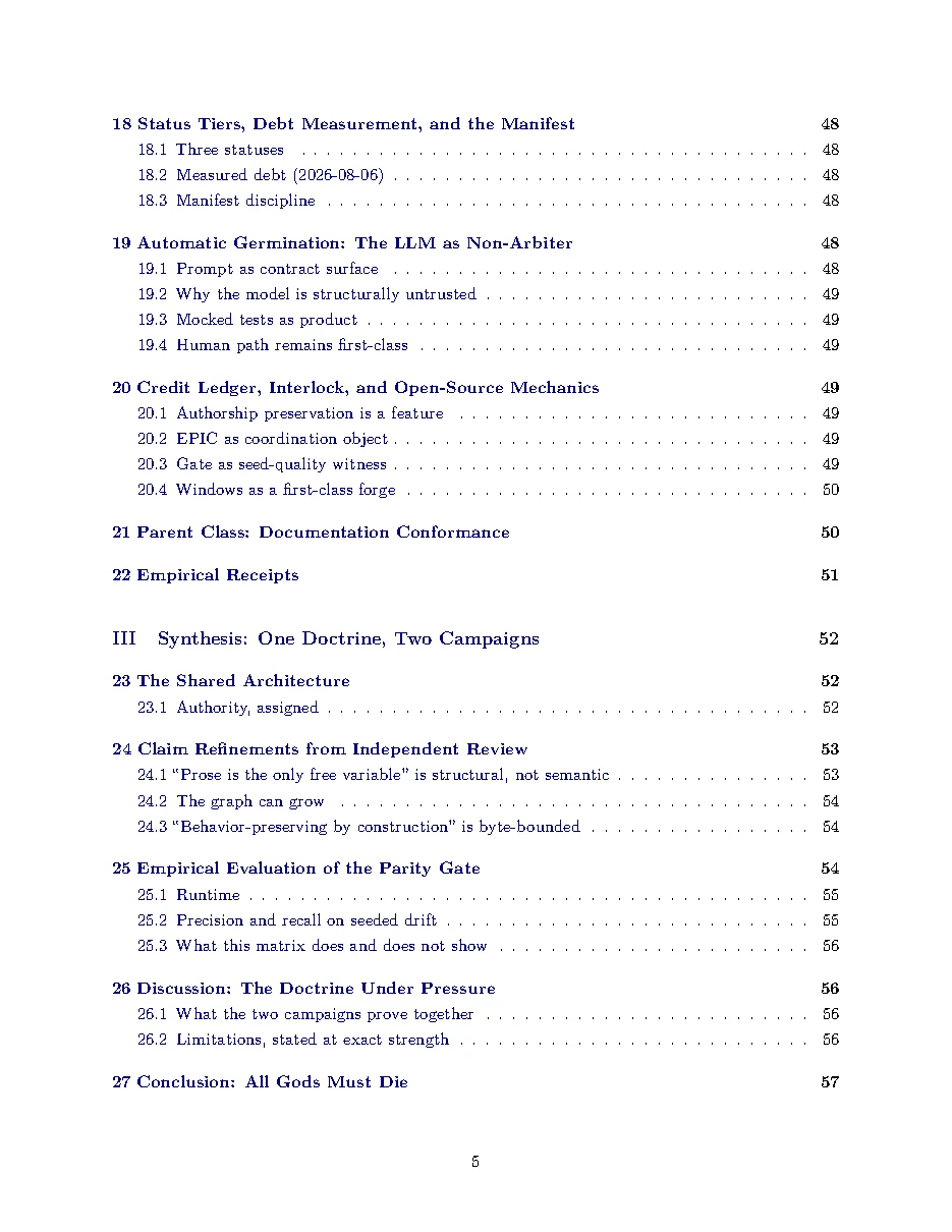 Original page 5 of All Gods Must Die: Adversarially Verified Transformation. The complete reading text appears above.