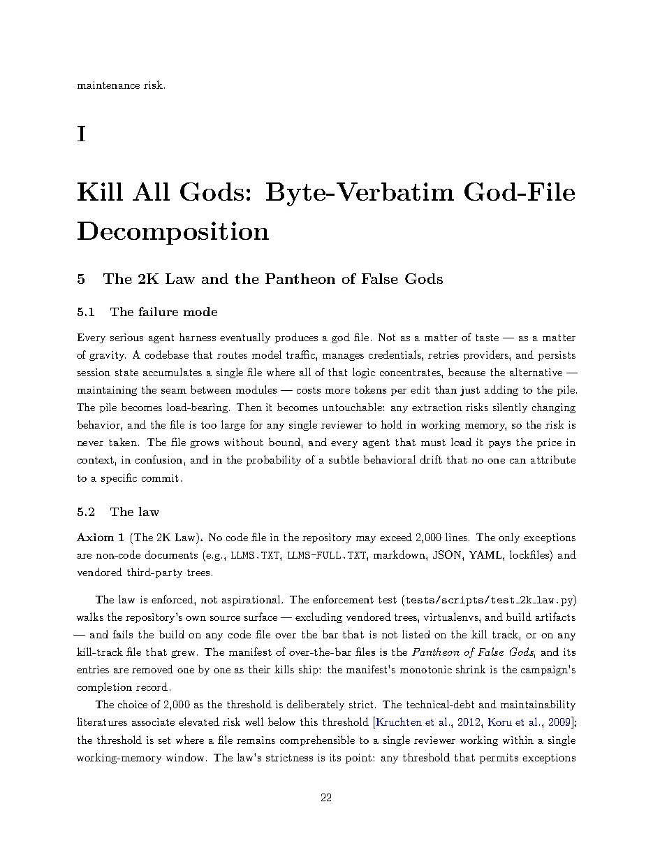 Original page 22 of All Gods Must Die: Adversarially Verified Transformation. The complete reading text appears above.
