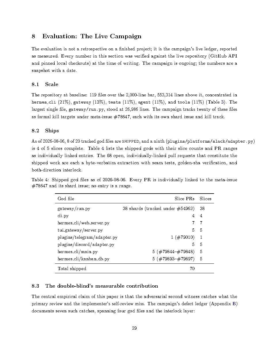 Original page 29 of All Gods Must Die: Adversarially Verified Transformation. The complete reading text appears above.