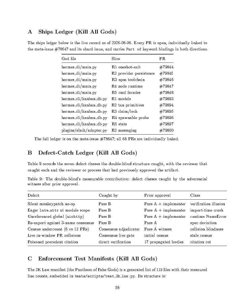 Original page 58 of All Gods Must Die: Adversarially Verified Transformation. The complete reading text appears above.