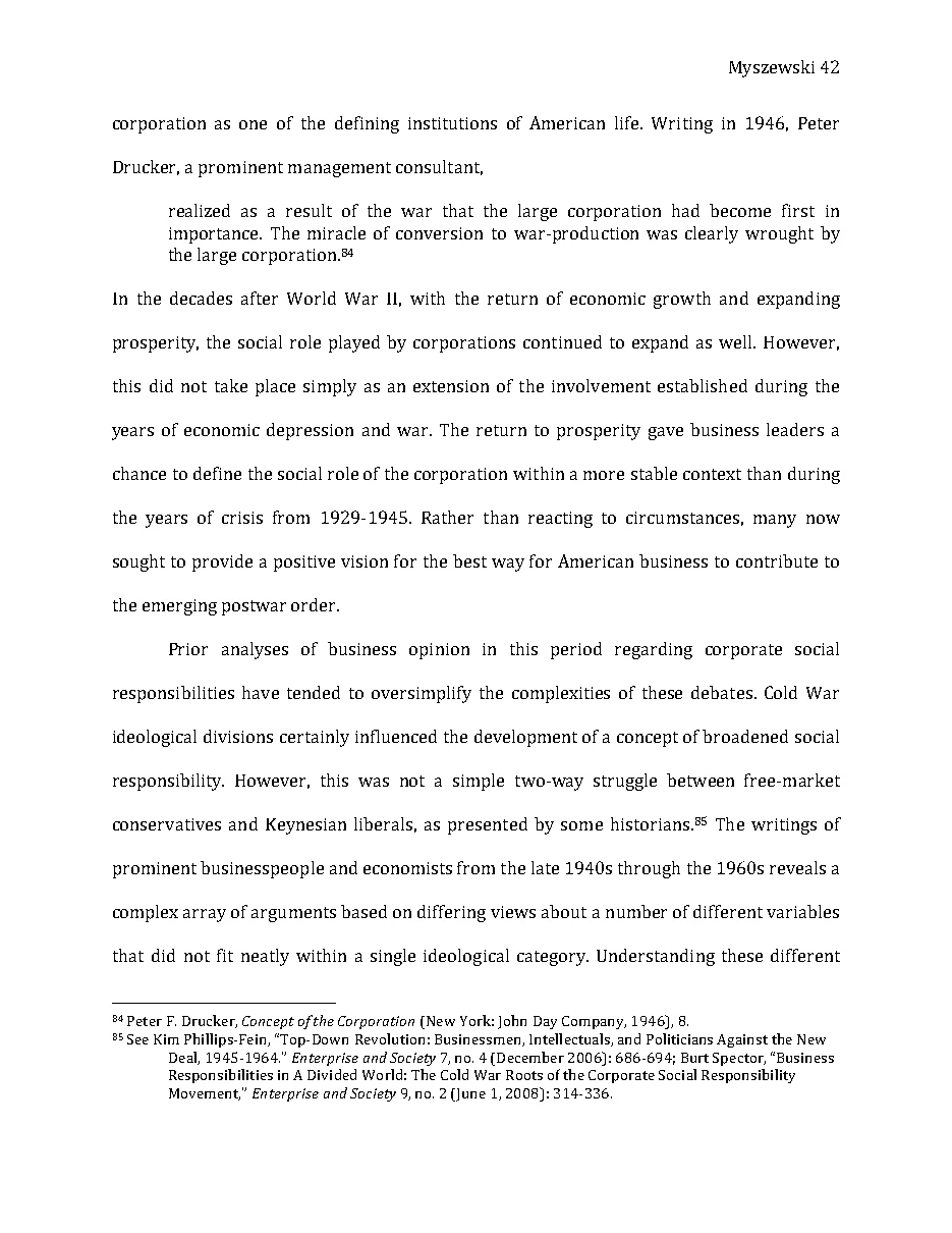 Original page 43 of Responsible Riches: The Intellectual Development of Corporate Social Responsibility, 1920–1960. The complete reading text appears above.
