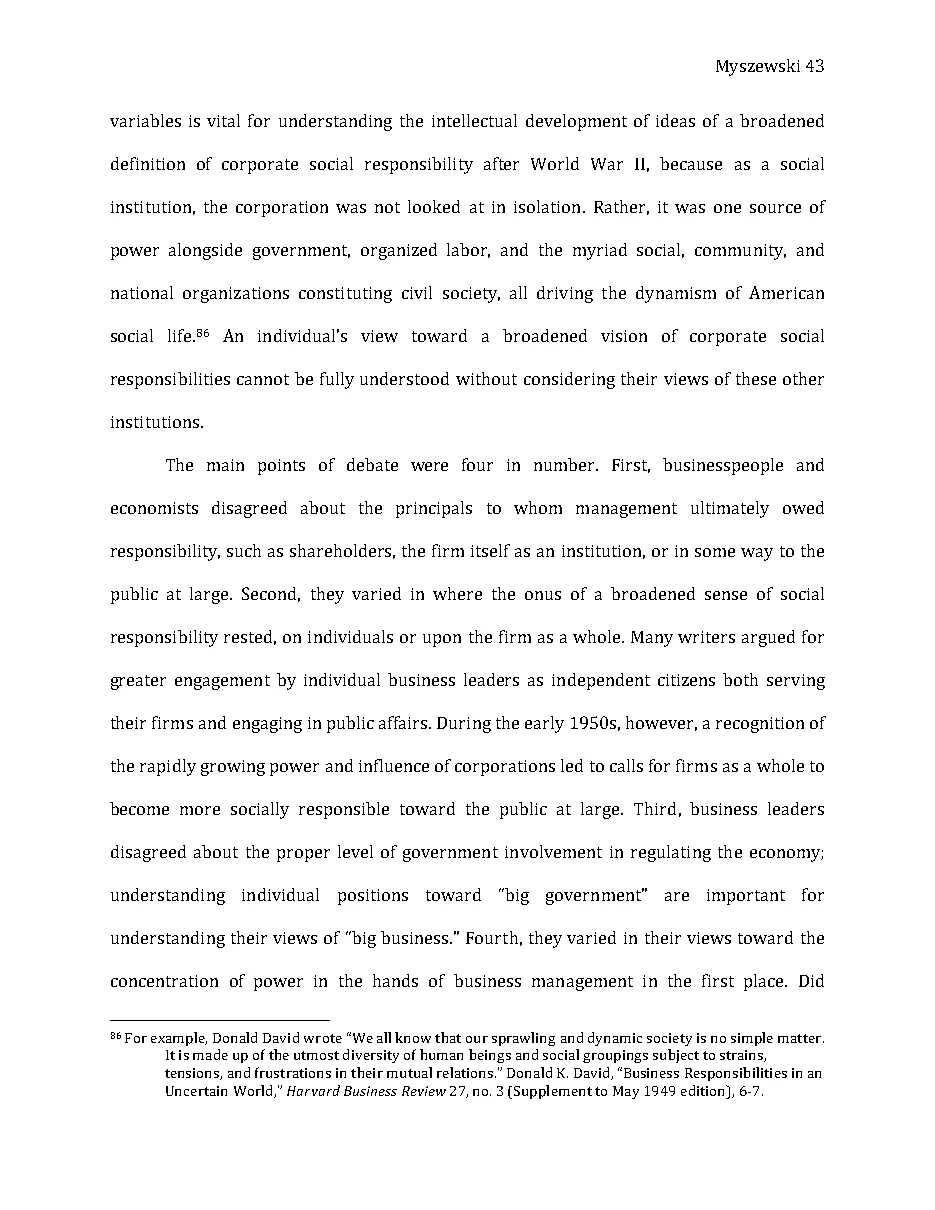 Original page 44 of Responsible Riches: The Intellectual Development of Corporate Social Responsibility, 1920–1960. The complete reading text appears above.