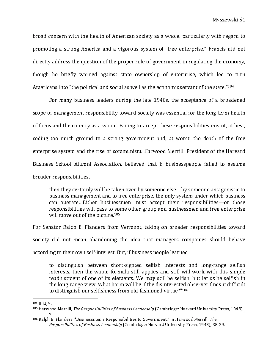 Original page 52 of Responsible Riches: The Intellectual Development of Corporate Social Responsibility, 1920–1960. The complete reading text appears above.