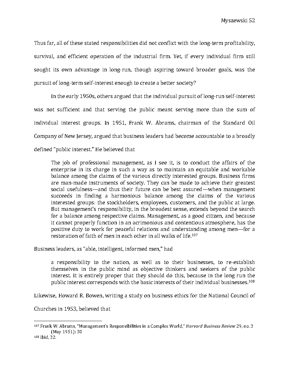 Original page 53 of Responsible Riches: The Intellectual Development of Corporate Social Responsibility, 1920–1960. The complete reading text appears above.