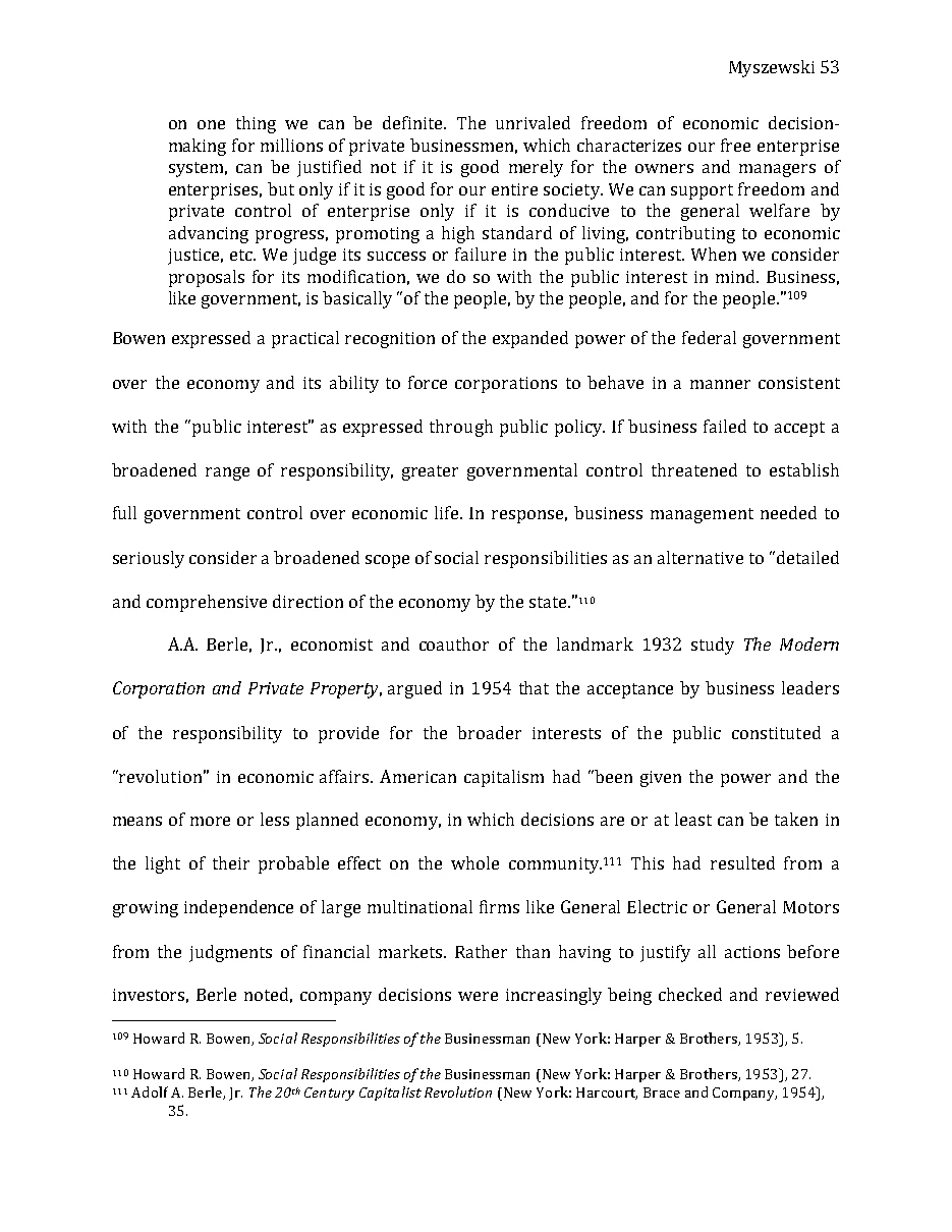Original page 54 of Responsible Riches: The Intellectual Development of Corporate Social Responsibility, 1920–1960. The complete reading text appears above.