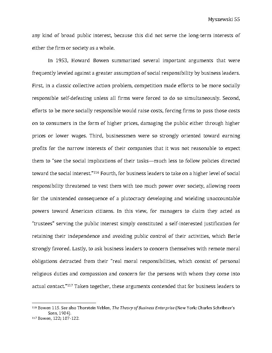 Original page 56 of Responsible Riches: The Intellectual Development of Corporate Social Responsibility, 1920–1960. The complete reading text appears above.