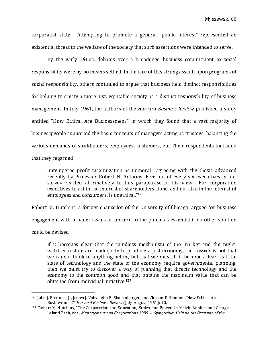Original page 61 of Responsible Riches: The Intellectual Development of Corporate Social Responsibility, 1920–1960. The complete reading text appears above.