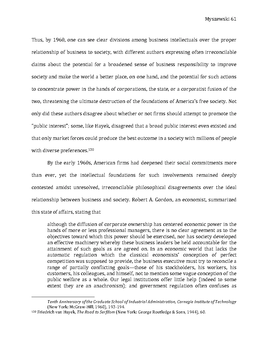 Original page 62 of Responsible Riches: The Intellectual Development of Corporate Social Responsibility, 1920–1960. The complete reading text appears above.