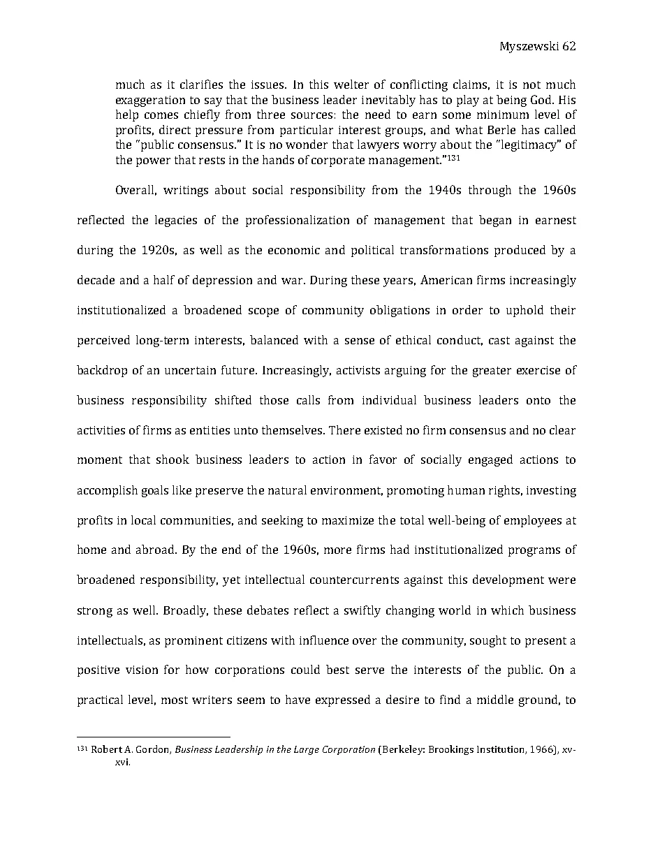 Original page 63 of Responsible Riches: The Intellectual Development of Corporate Social Responsibility, 1920–1960. The complete reading text appears above.